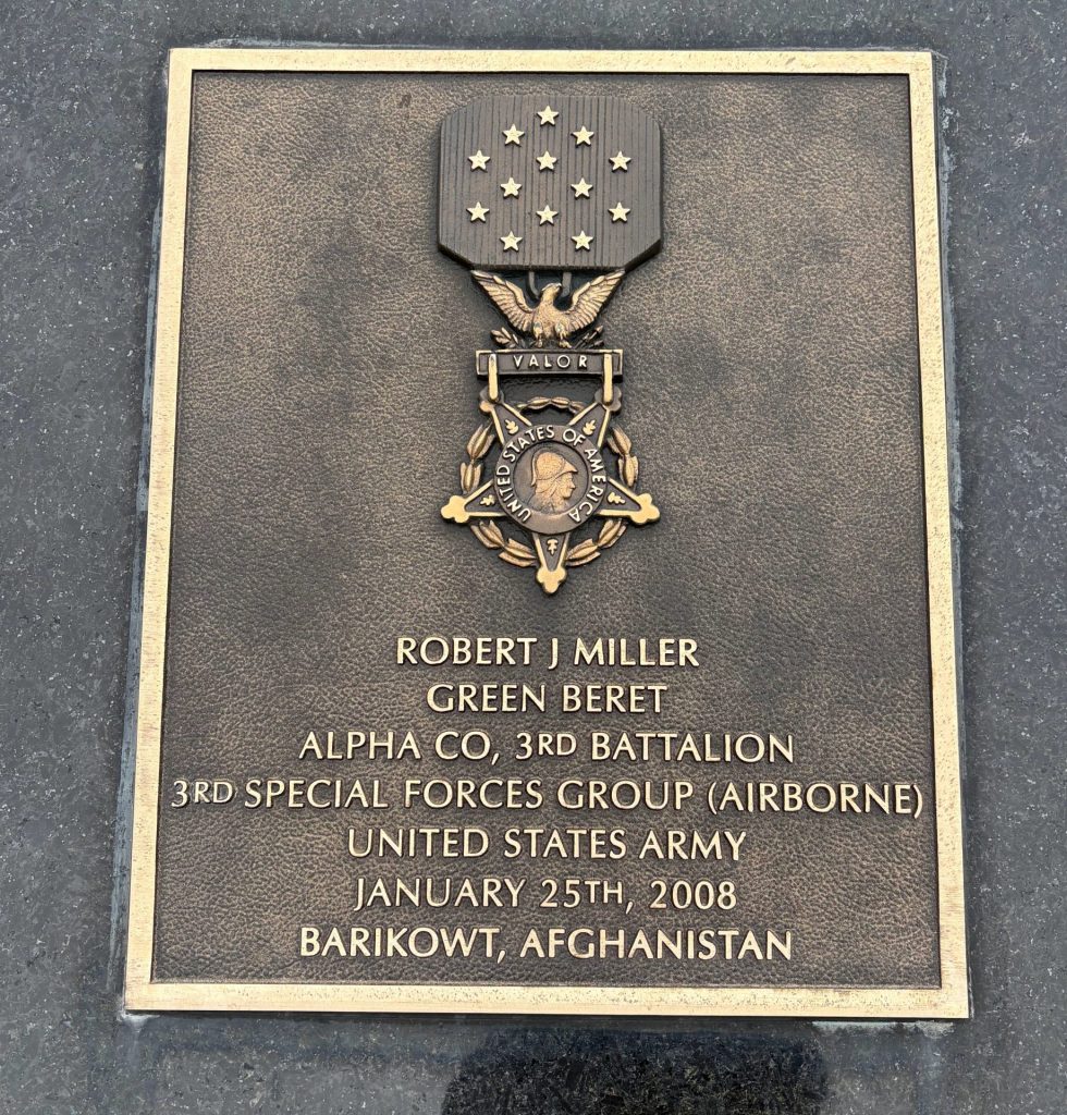 ROBERT J MILLER MEDAL OF HONOR MEMORIAL PLAQUE