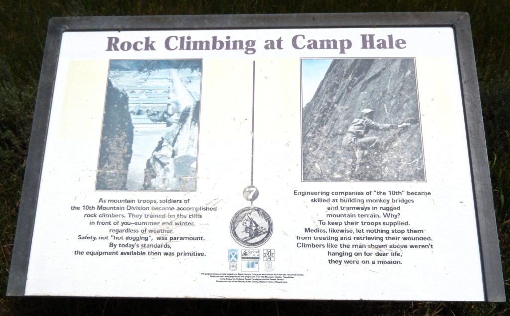 ROCK CLIMBING AT CAMP HALE WAR MEMORIAL PANEL