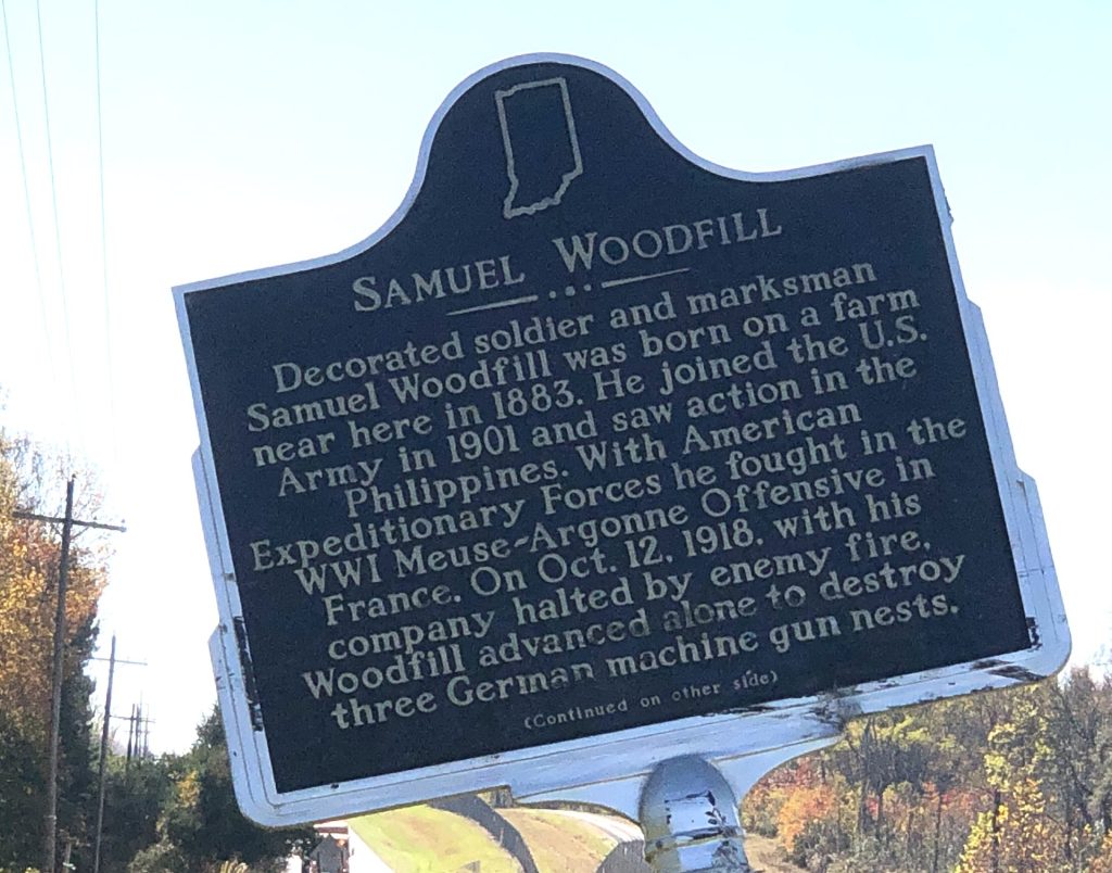 SAMUEL WOODFILL MEDAL OF HONOR WAR MEMORIAL MARKER FRONT