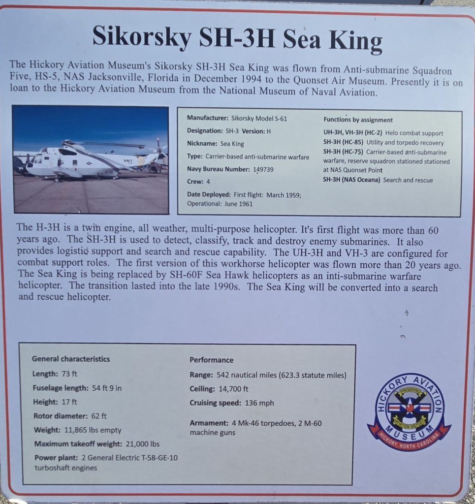 SIKORSKY SH-3H SEA KING WAR MEMORIAL PLAQUE