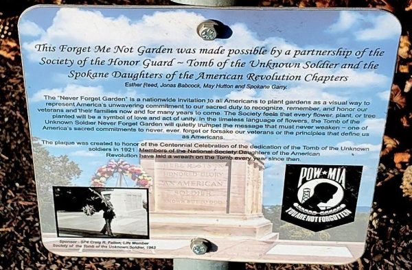 SPOKANE FORGET ME NOT GARDEN MEMORIAL PLAQUE