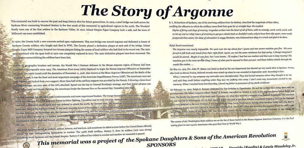 SPOKANE WORLD WAR I MEMORIAL PLAQUE B