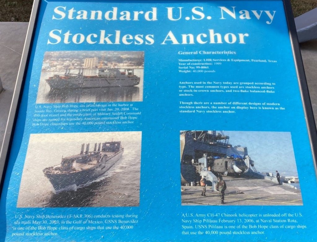 STANDARD U.S. NAVY STOCKLESS ANCHOR MEMORIAL PANEL