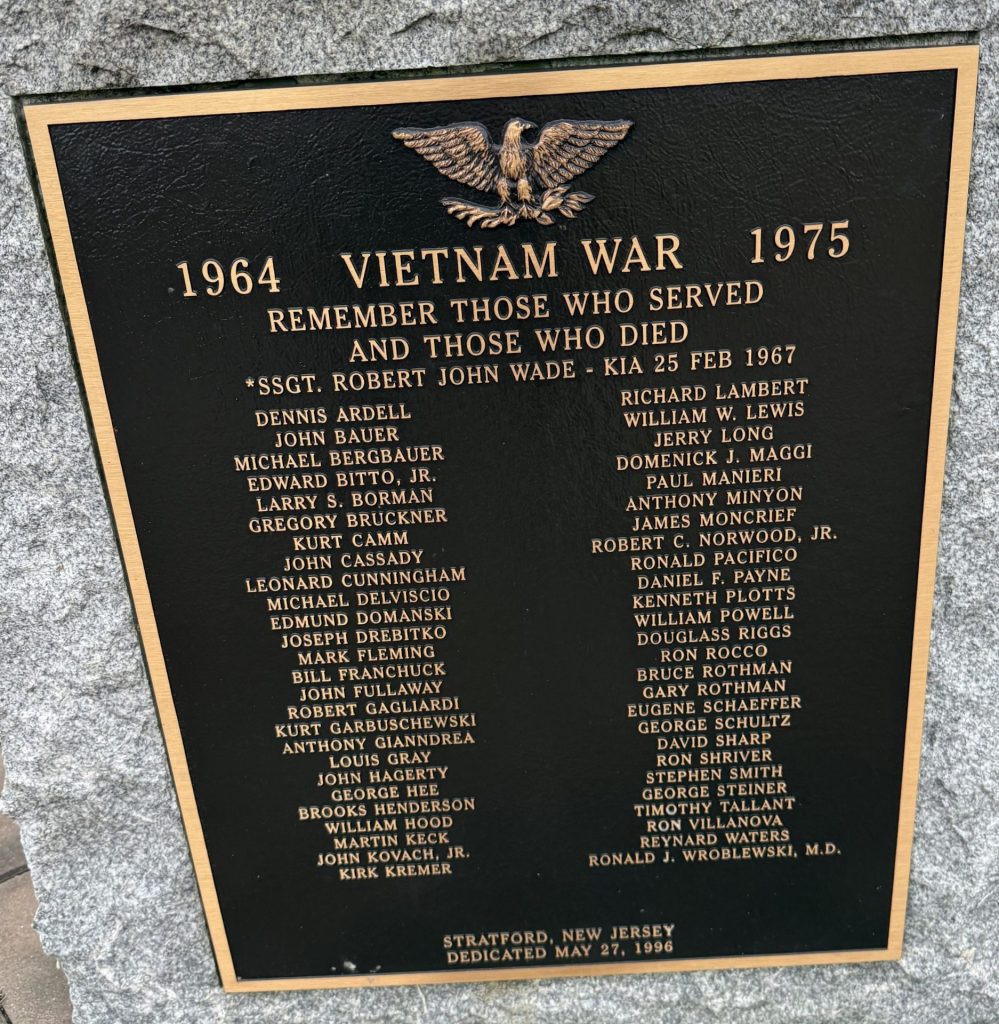 STRATFORD VIETNAM WAR MEMORIAL PLAQUE