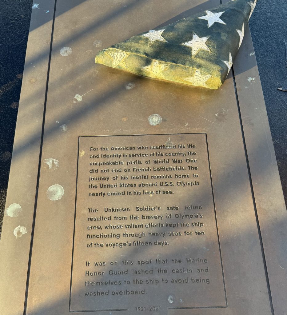 THE CASKET OF THE AMERICAN “UNKNOWN SOLDIER” MEMORIAL STONE
