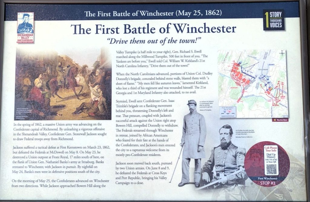 THE FIRST BATTLE OF WINCHESTER “DRIVE THEM OUT OF THE TOWN” MEMORIAL PANEL