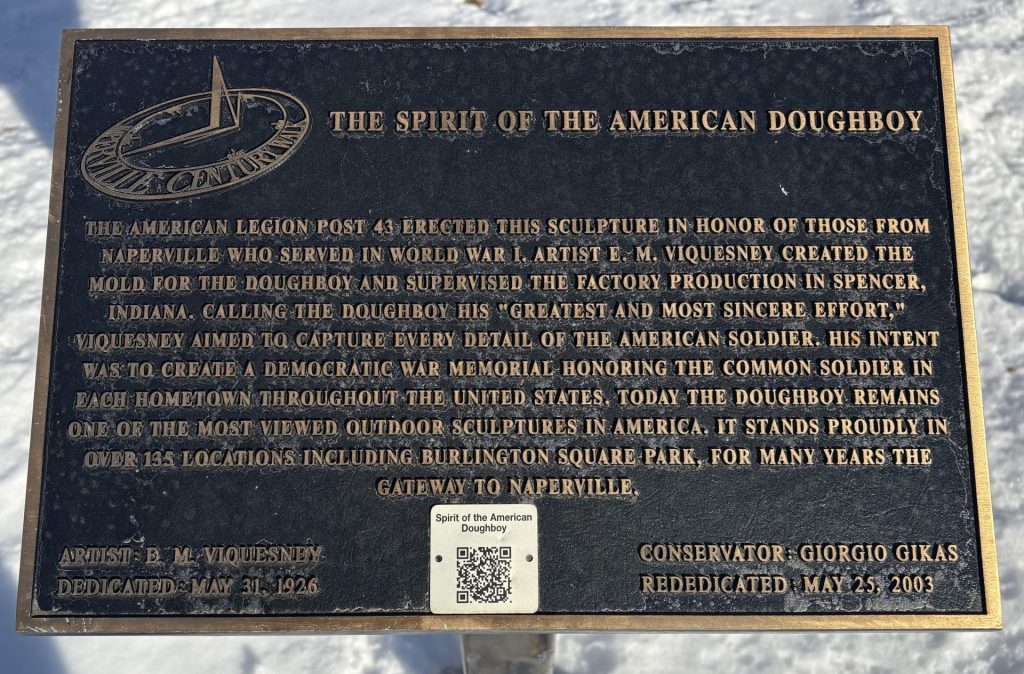 THE SPIRIT OF THE AMERICAN DOUGHBOY WAR MEMORIAL PLAQUE NAPERVILLE