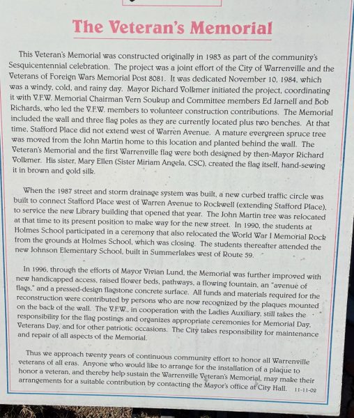 THE VETERAN’S MEMORIAL PLAQUE A