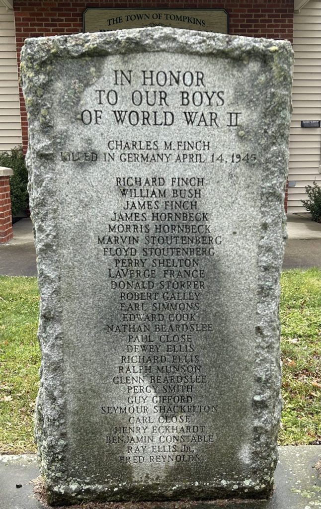 TOWN OF TOMPKINS WORLD WAR II VETERANS MEMORIAL