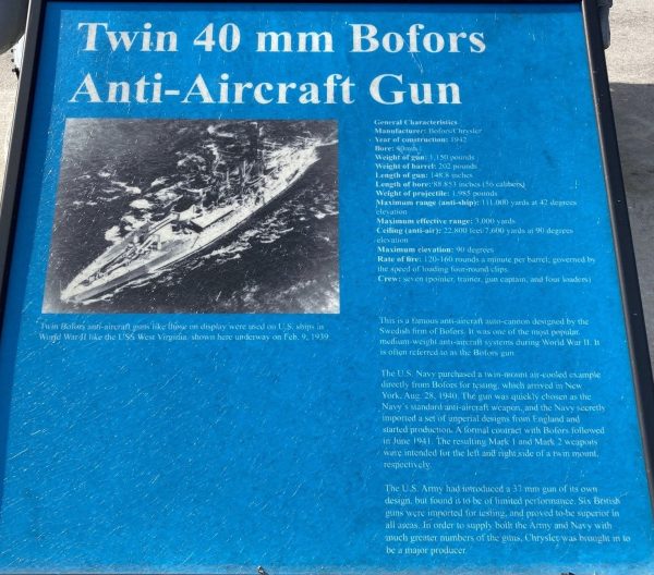 TWIN 40 MM BOFOS ANTI-AIRCRAFT GUN WAR MEMORIAL PANEL