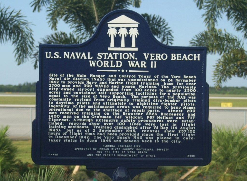 U.S. NAVAL STATION, VERO BEACH WORLD WAR II MEMORIAL MARKER