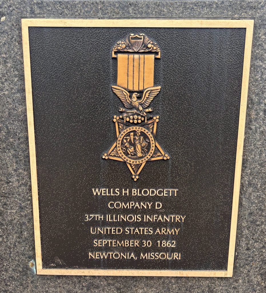 WELLS H BLODGETT MEDAL OF HONOR MEMORIAL PLAQUE