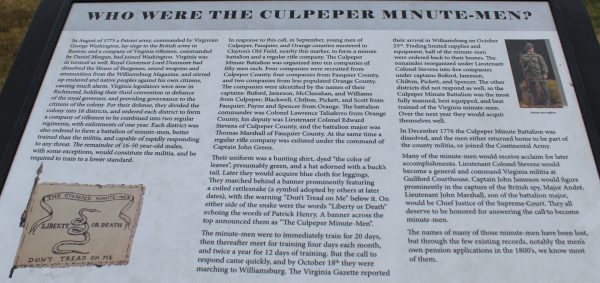 WHO WERE THE CULPEPER MINUTE-MEN? REVOLUTIONARY WAR MEMORIAL PANE