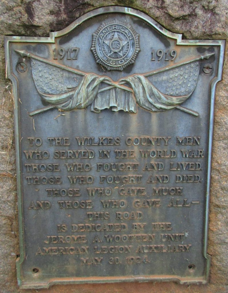 WILKES COUNTY WORLD WAR MEMORIAL PLAQUE
