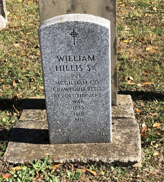 WILLIAM HILLIS SR REVOLUTIONARY WAR MEMORIAL CEMETERY STONE