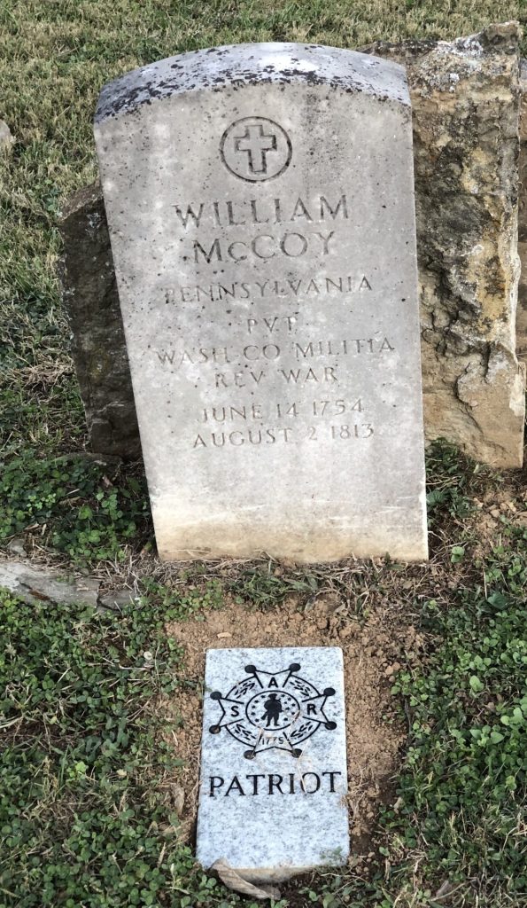 WILLIAM MCCOY REVOLUTIONARY WAR MEMORIAL CEMETERY STONE