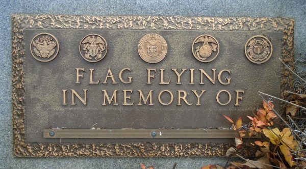 YORK, PA FLAG FLYING IN MEMORY OF MEMORIAL PLAQUE