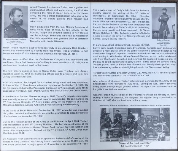 ALFRED THOMAS ARCHIMEDES TORBERT MAJOR GENERAL WAR MEMORIAL PANEL