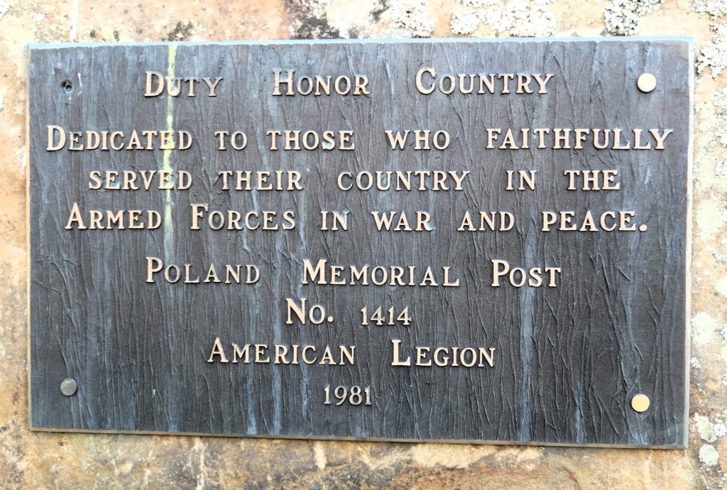 AMERICAN LEGION POST NO. 1414 DUTY HONOR COUNTRY MEMORIAL PLAQUE
