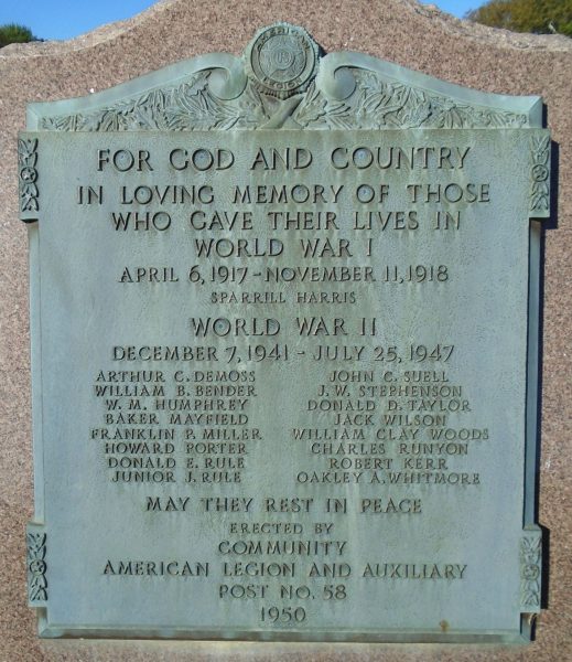 AMERICAN LEGION POST NO. 58 WORLD WARS MEMORIAL PLAQUE