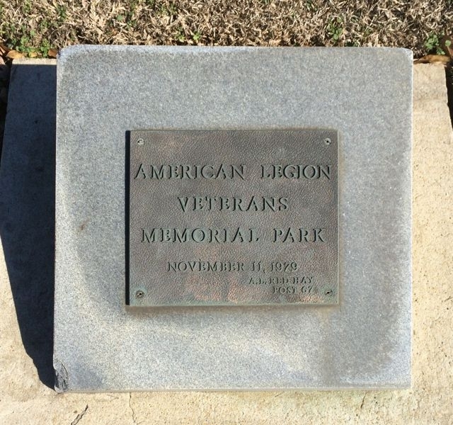 AMERICAN LEGION VETERANS MEMORIAL PARK PLAQUE