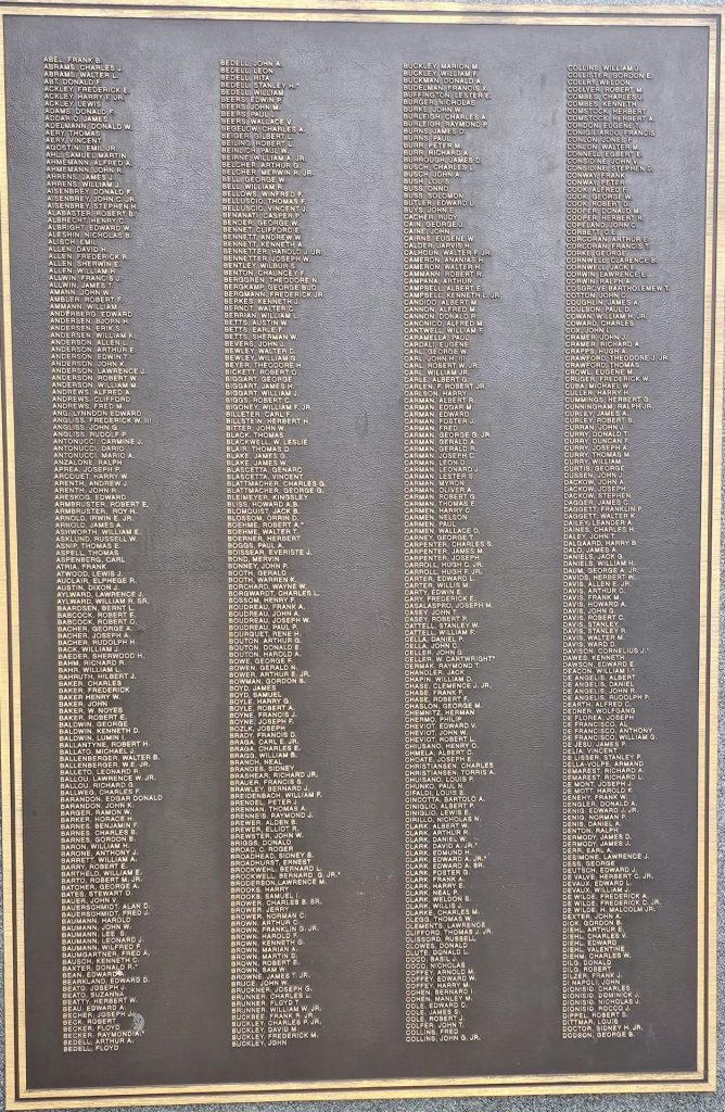 BALDWIN HONOR ROLL WORLD WAR II MEMORIAL PLAQUE A