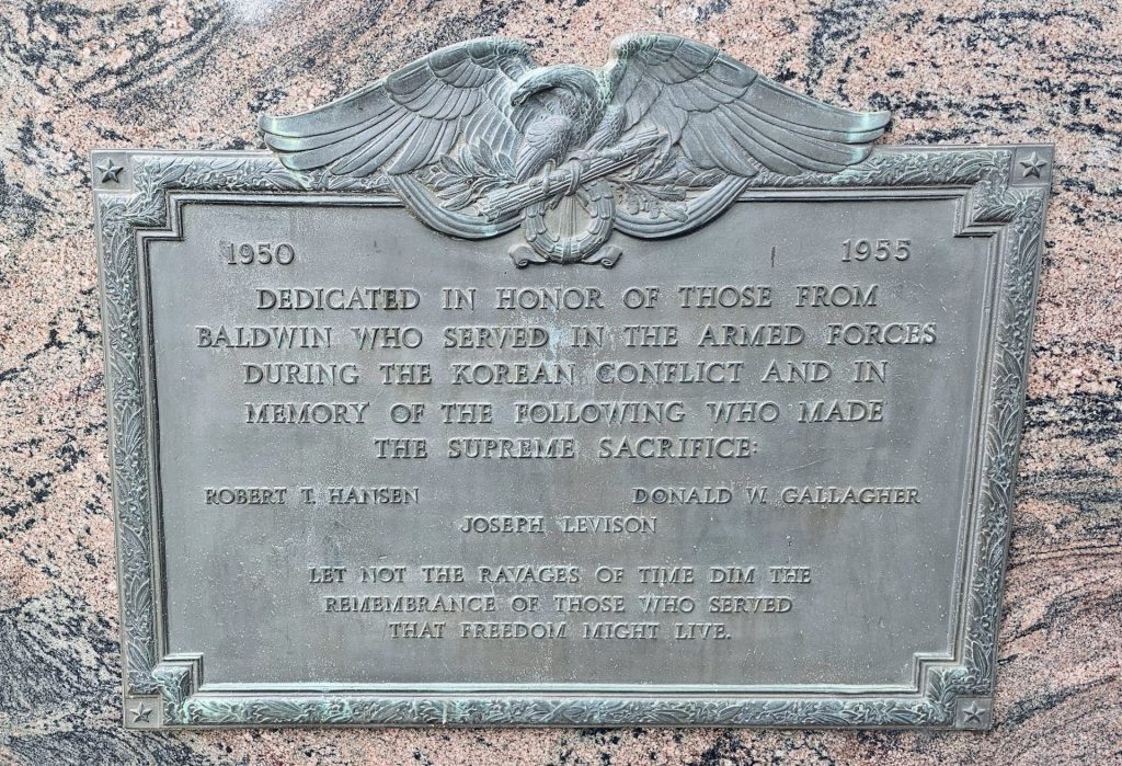 BALDWIN KOREAN WAR MEMORIAL PLAQUE
