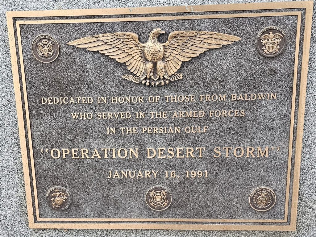 BALDWIN PERSIAN GULF WAR MEMORIAL PLAQUE
