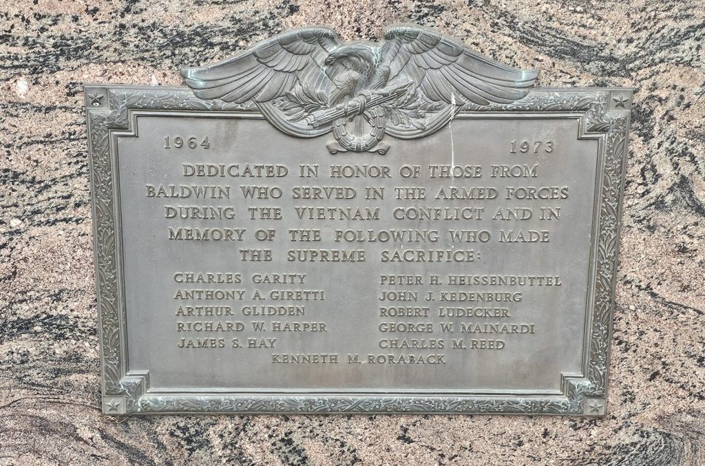 BALDWIN VIETNAM WAR MEMORIAL PLAQUE