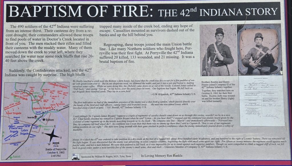 BAPTISM OF FIRE: THE 42ND INDIANA STORY WAR MEMORIAL PANEL