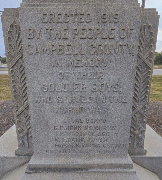 CAMPBELL COUNTY WORLD WAR MEMORIAL SIDE A