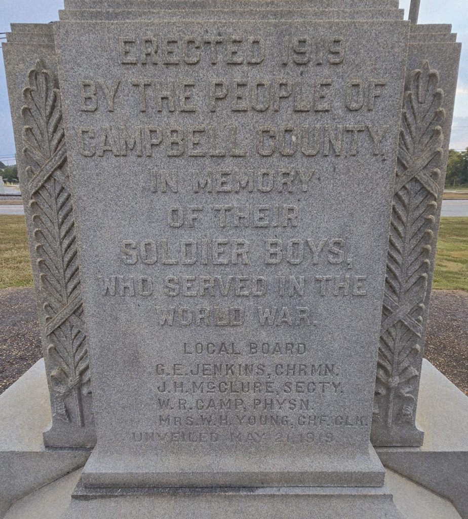CAMPBELL COUNTY WORLD WAR MEMORIAL SIDE A