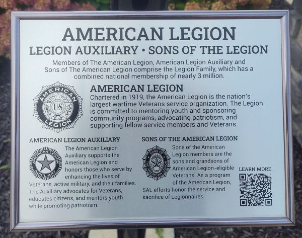 CARL A. GEIGER POST 405 AMERICAN LEGION MEMORIAL PLAQUE