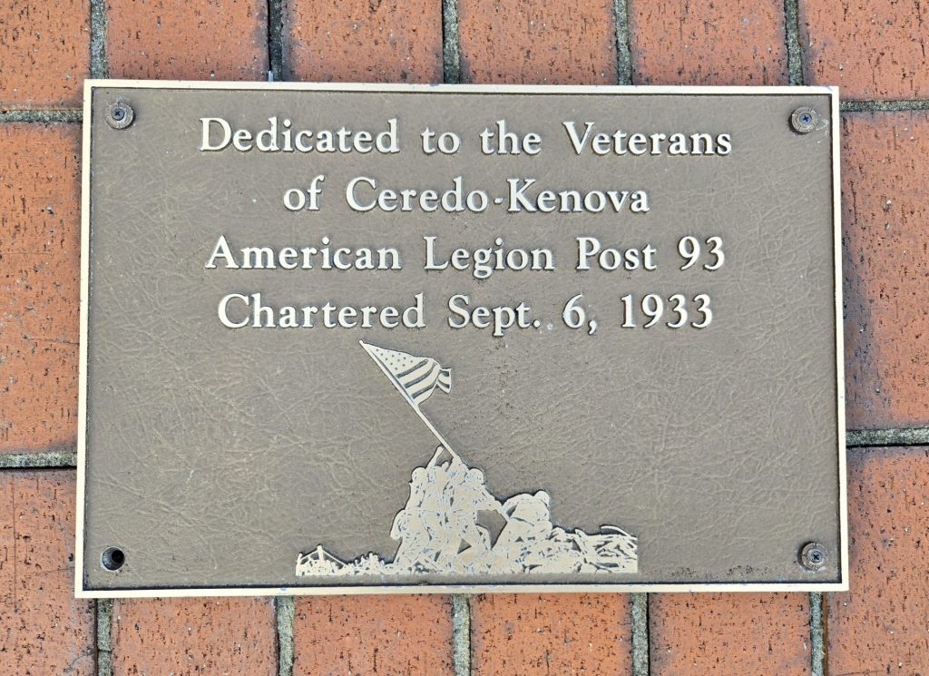 CEREDO-KENOVA AMERICAN LEGION POST 93 VETERANS MEMORIAL PLAQUE