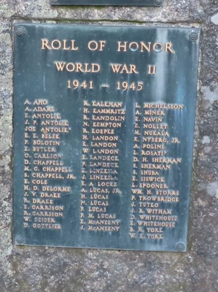 CHAPLIN WAR VETERANS MEMORIAL PLAQUE B