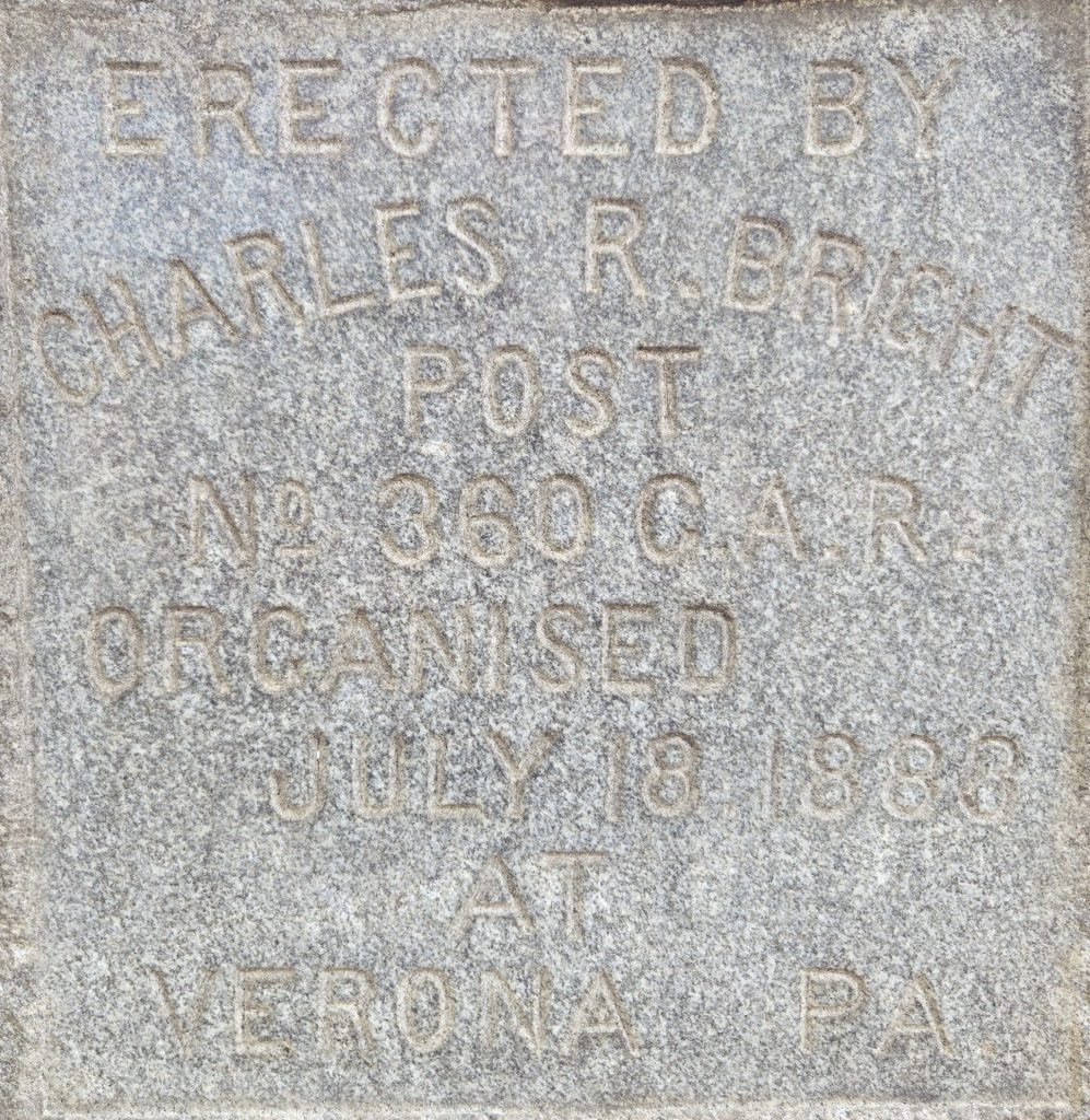CHARLES R. BRIGHT POST NO. 360 G.A.R. MEMORIAL CANNON STONE