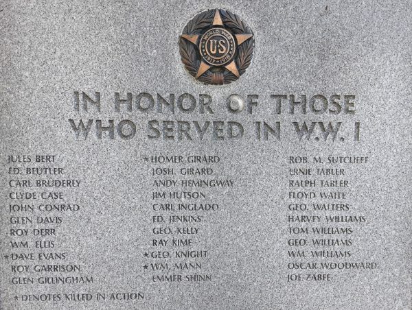 CITIZENS OF DEERFIELD TOWNSHIP WAR VETERANS MEMORIAL SIDE A