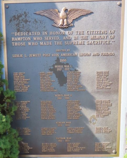 CITIZENS OF HAMPTON SUPREME SACRIFICE VETERANS MEMORIAL PLAQUE