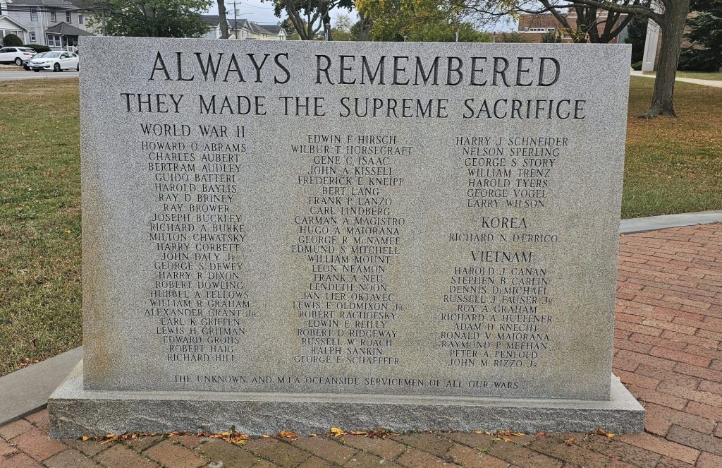 CITIZENS OF OCEANSIDE FOR GOD AND COUNTRY WAR MEMORIAL STONE B
