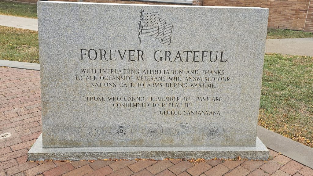 CITIZENS OF OCEANSIDE FOR GOD AND COUNTRY WAR MEMORIAL STONE D