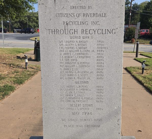 CITIZENS OF RIVERDALE WAR VETERANS MEMORIAL BACK