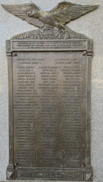 CITIZENS OF ZELIENOPLE, PENNA. GREAT WAR MEMORIAL PLAQUE