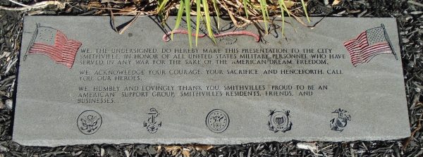 CITY SMITHVILLE WAR VETERANS MEMORIAL TABLET