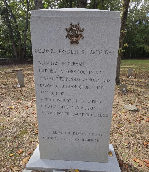 COLONEL FREDERICK HAMBRIGHT REVOLUTIONARY WAR MEMORIAL CEMETERY STONE