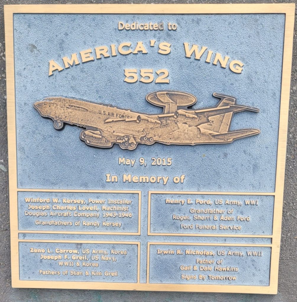DEDICATED TO AMERICA’S WING 555 WAR MEMORIAL PLAQUE