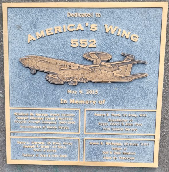 DEDICATED TO AMERICA’S WING 555 WAR MEMORIAL PLAQUE