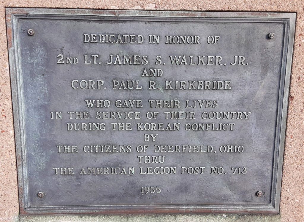 DEERFIELD TOWNSHIP WAR VETERANS MEMORIAL PLAQUE B