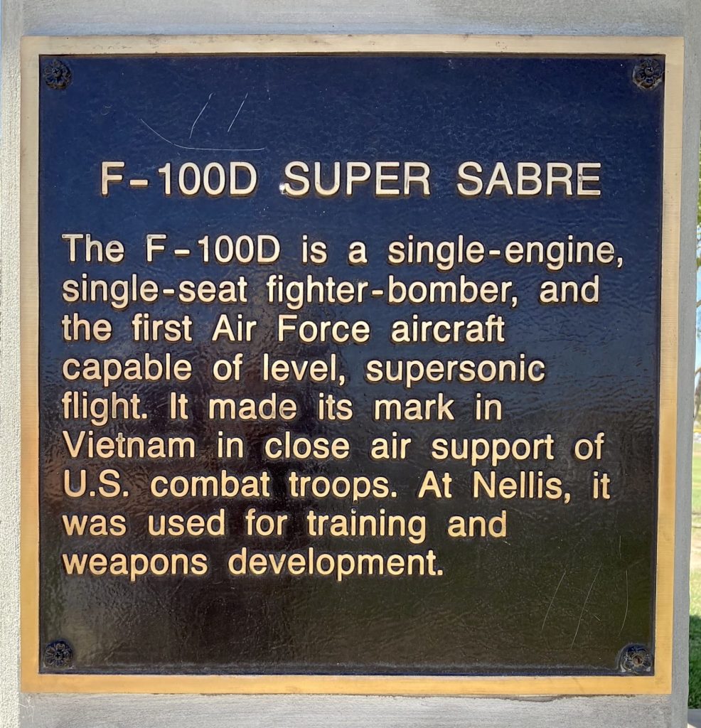 F-100 D SUPER SABRE AIRCRAFT MEMORIAL PLAQUE