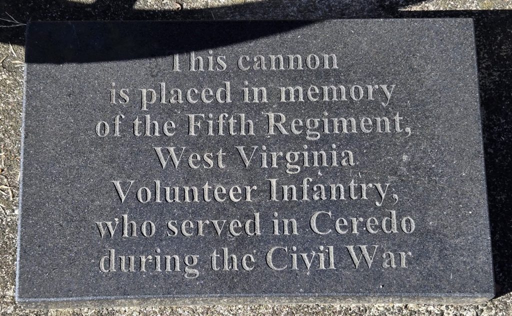 FIFTH REGIMENT WEST VIRGINIA VOLUNTEER INFANTRY WAR MEMORIAL CANNON STONE