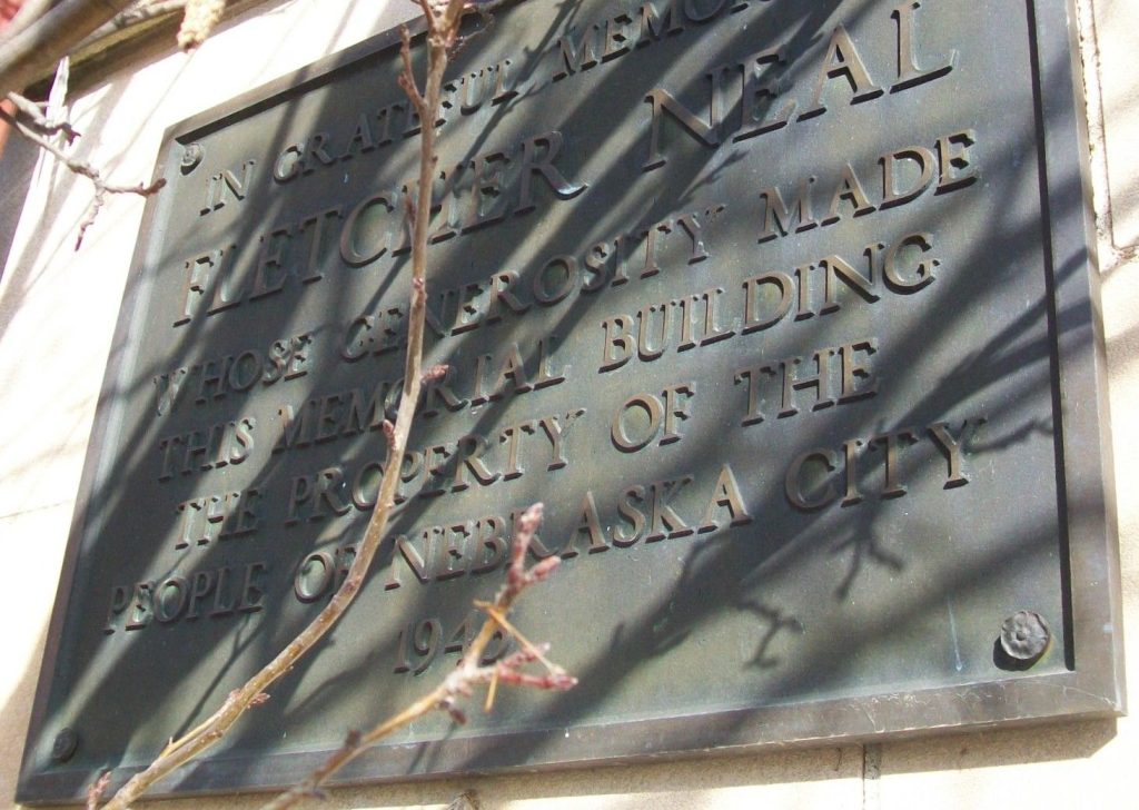 FLETCHER NEAL MEMORIAL BUILDING PLAQUE